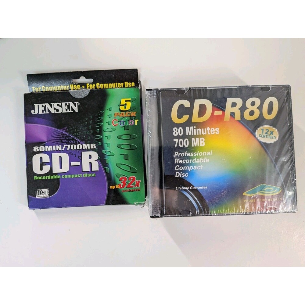 Vintage Blank CD-R Lot Jensen Prime Peripherals 700MB 80 Min 12x 32x Retro PC